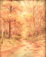 Pintér jelzéssel: Erdei patak. Akvarell, papír. Üvegezett fa keretben. 32,5×25,5 cm