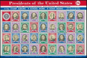 Amerikai elnökök 36 darabos levélzáró kisív (hajtott)