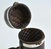Fedeles palacktartó fa doboz, m: 35 cm, belső d: 10 cm
