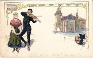 1898 (Vorläufer) Hongrie / Magyarország. Szecessziós népviseletes művészlap. Art Nouveau, litho s: P. Tempestinl (EK)