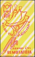 BOV XIII. ker. Vendéglátóipari V. szárnya étel bemutatója, 2 db kisplakát, 24×15 cm