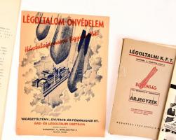 1936-41 Légoltalmi gyűjtemény, közte újságok, tájékoztató füzetek, felhívások, árjegyzék