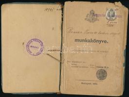1884 Beregszászi bodnár segéd munkakönyve, sok bejegyzéssel egészen 1941-ig, sérült félvászon kötésben, kijáró lapokkal