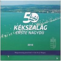 2018. 1Ft-200Ft (6xklf) "50. Kékszalag Erste Nagydíj" forgalmi sor dísztokos szettben + "Magyar Vitorlás Szövetség" ezüstözött Cu-Zn emlékérem (29g/42,5mm) T:PP