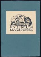 Sassy Attila (Aiglon, 1880-1967): Ex Libris G. László de Laborfalva, 1911. Klisé, papír, jelzett az ex librisen nyomtatva. Vékony kartonra kasírozva. 10x12,5 cm