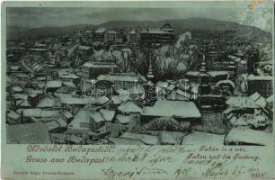 1900 Budapest I. Tabán és vár télen, Lustig Ede üzlete (felszíni sérülés / surface damage)