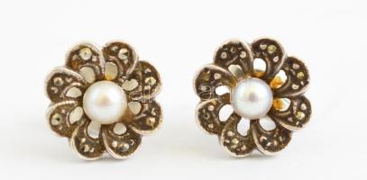 Ezüst (Ag) fülbevaló gyönggyel 1,48 g