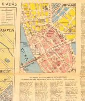 cca 1939 Budapest térkép, Bp., Közlekedési Nyomda Kft., utcanévjegyzékkel, III. kiadás, hajtásnyomok...