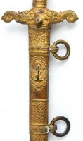 Magyar királyi folyamőr tiszti dísztőr, maratott díszítésű acél pengével, sárgaréz hüvellyel, kopáso...