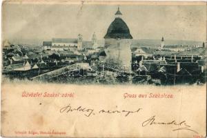 1901 Szakolca, Skalica; látkép, templom / general view, church (fa)