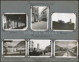 1932 Bressanone (Brixen) és Bolzano (Bozen), Dél-Tirol, 6 db fotósarokkal kartonra rögzített fotó, feliratozva, jó állapotban, 6,5×8,5 cm / Südtirol / South Tyrol