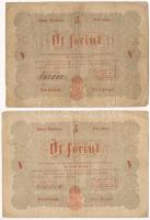 1848. 5Ft Kossuth bankó (2x) T:III,III- tűly. Adamo G105