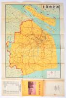 1959 Sanghai város kétoldalas térképe, kisebb szakadásokkal, 53,5x77 cm