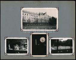 1936 Kadétélet a Ludovika Akadémia II-n, 10 db feliratozott, fotósarokkal kartonra rögzített fotó, jó állapotban, 6,5×9 cm