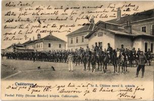 1905 Csáktornya, Cakovec; Az 5. Uhlánus (Ulánus) ezred 3. százada. Fischel Fülöp (strausz Sándor) kiadása / light cavalry unit + Porto