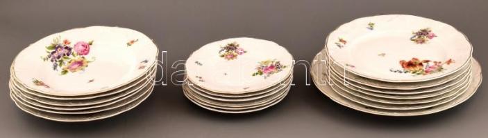 Haas & Czjczek 6 személyes étkészlet. Komplett. Részben kézzel festett, jelzett, minimális kopás...