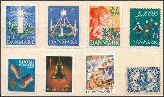 8 klf izraeli levélzáró + 8 klf skandináv levélzáró + 1 tasak magyar okmánybélyeg