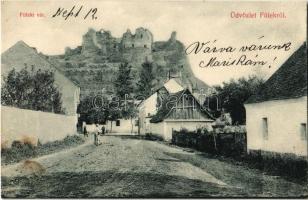 1908 Fülek, Filakovo; vár, utca. Tamás Imre kiadása / Filakovsky hrad / castle, street view (fl)