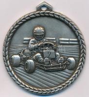 ~1970. Gokart versenyző ezüstözött fém díjérem füllel (57mm) T:2