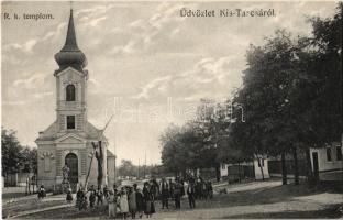 1911 Kistarcsa, Római katolikus templom, gémeskút, helyiek csoportja (EK)