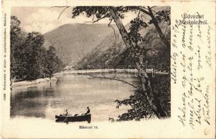 1906 Miskolc, Hámori tó, csónak. Falkenstein S. kiadása