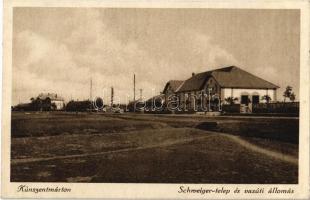 Kunszentmárton, Schweiger telep és vasútállomás, Weisz Testvérek fatelepe. Wolf Dezső kiadása (r)