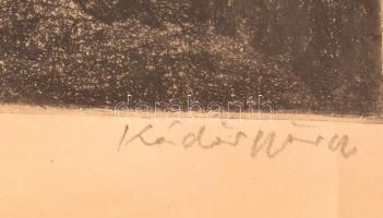 Kádár György (1912-2002): Hazafelé. Rézkarc, papír, jelzett. Lap hullámos, szélén foltos. Üvegezett ...