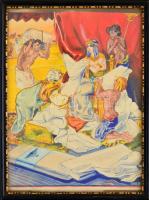 Balla jelzéssel: Egyiptomi jelenet. Akvarell, papír. Régi üvegezett keretben. 23×16,5 cm