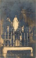 1931 Ismeretlen település, római katolikus gótikus templom, belső, oltár. photo