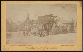cca 1860 Balatonfüred, vendéglő, keményhátú fotó, 6,5×10,5 cm