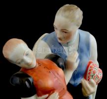 Herendi porcelán pár, kézzel festett, jelzett, apró kopásnyomokkal, m: 26 cm