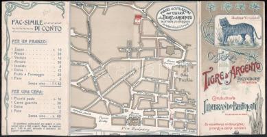 Osteria Tigre d' Argento Belvedere, Ildebrando Bertolotti, Fiume szecessziós litho prospektus, ...