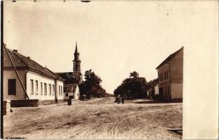 1929 Lepsény, Fő utca, templom. photo + NAGYKANIZSA-BUDAPEST 8. mozgóposta