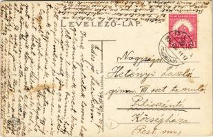 1930 Monor, Kossuth Lajos utca, templomok, Turul étterem és kávéház. Burján Béla kiadása