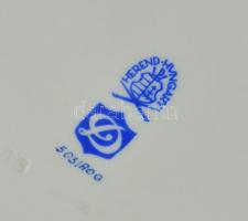 Herendi Apponyi narancs mintás leveses tányér. Kézzel festett, jelzett, kopásokkal. d:24,5 cm