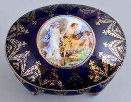 Alt Wien lábas porcelán ékszertartó. Matricás, jelzett, minimális kopással 9,5 x 8 cm