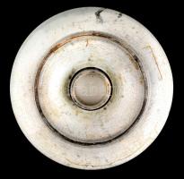 XIX. sz. vége Régi kékfestéses szószos porcelán edény, jelzés nélkül, máz alatti repedésekkel, kopás...