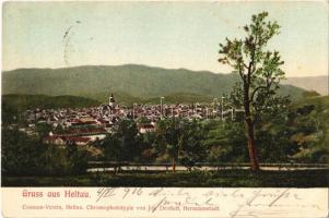 1906 Nagydisznód, Heltau, Cisnadie; látkép. Chromophototypie von Jos. Drotleff / general view (EK)