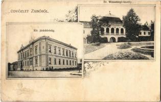 1908 Zsibó, Jibou; Kir. Járásbíróság, Báró Wesselényi kastély / district court, castle. Floral (EB)