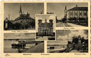 1940 Vác, hajóállomás, székesegyház, Dunaparti sétány, Piarista rendház, Evangélikus iskola és templom, hajóállomás