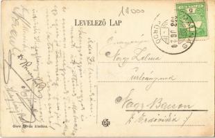 1908 Málnásfürdő, Malnas, Malnas-Bai; vasútállomás, gőzmozdony, vonat, vasutasok. Gere István kiadás...