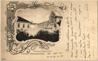1903 Szamosújvár, Gherla; Országos fegyintézet, börtön / prison. Art Nouveau, floral