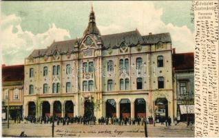 1902 Szatmárnémeti, Szatmár, Satu Mare; Pannonia szálloda, Halász Mór és Roth üzlete. Reizer János kiadása / hotel, shops