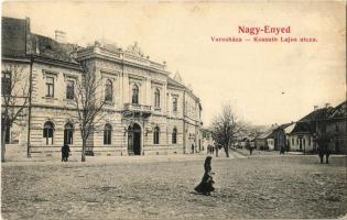 1906 Nagyenyed, Aiud; Városháza, Kossuth Lajos utca. Földes Ede kiadása / town hall, street view (fl)