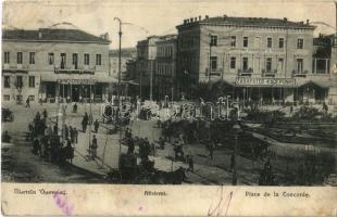 Athína, Athens, Athenes; Place de la Concorde / square, Annex to Pangeion Hotel, Café Zacharatos (wet damage)