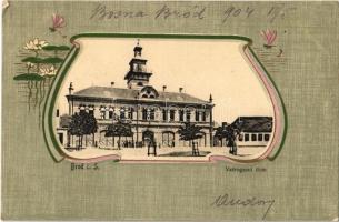 1904 Brod, Bosanski Brod; Vatrogasni dom / fire station. Art Nouveau, floral, litho frame (EB)