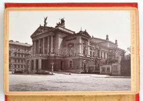 cca 1890 Prága 20 db keményhátú fotót tartalmazó leporelló Festett egészvászon kötésben, fotók kijárnak / Prague 20 vintage photos in leporello 11x16 cm,