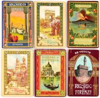 cca 1900 6 db olasz, városképes leporello