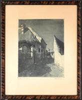 Paulovits Pál (1892-1975): Tabáni holdfény. Rézkarc, papír, jelzett, üvegezett keretben, 30×23 cm