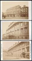cca 1880 Prága, 3 db keményhátú fotó (Kinsky-palota, stb.), 6,5×10,5 cm